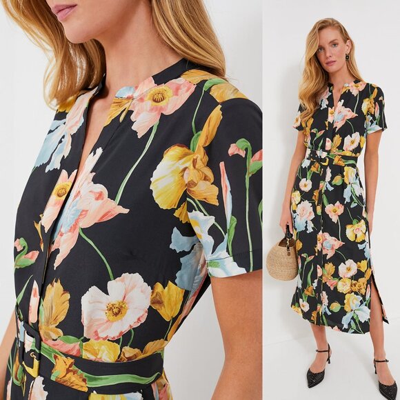 Tuckernuck Dresses & Skirts - Tuckernuck NEW Black Moonlit Iris Camille Belted Short Sleeve Maxi Dress Size M